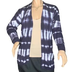 Calvin Klein Blue and White Tie Dye Open Cardigan Blue White Size L